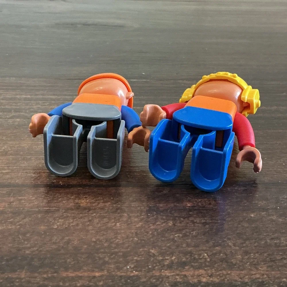 LEGO Duplo Construction Worker Minifigure Lot 2 Figures‎ Hard Hat Radio Headset